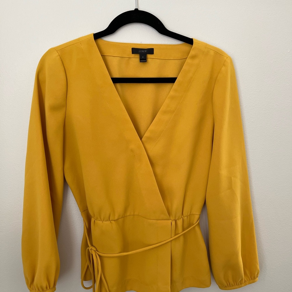 J. Crew Mustard Wrap Blouse